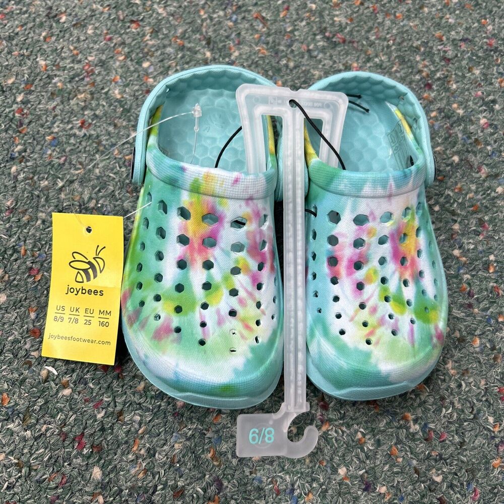 Joybees Kids Active Clogs Teal With Splash Color + Strap Size 8/9